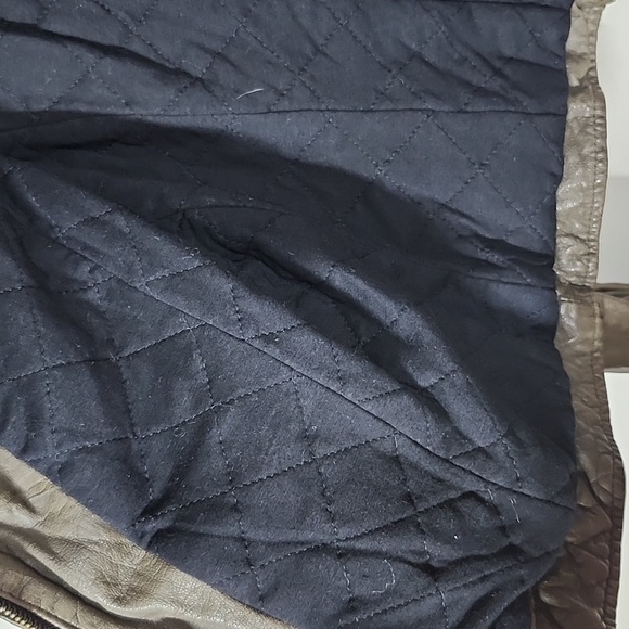 Blanc Noir Brown Genuine Leather Moto Style Jacket Buckles Zippers Detail Quiltd - Picture 10 of 15